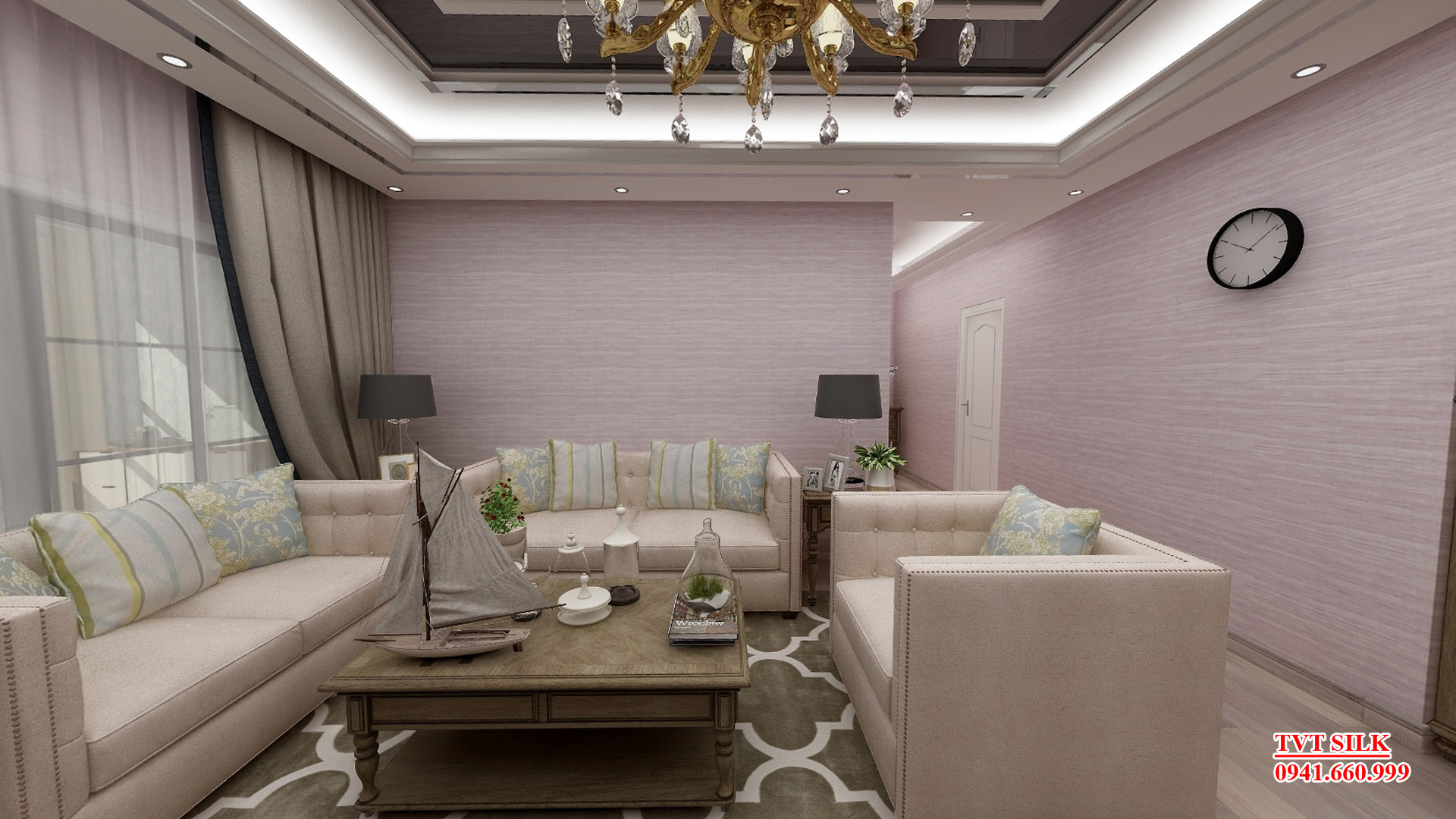 Vải dán tường Hoạ Tiết Sọc Ngang W1-2