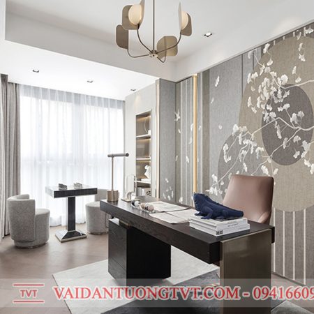 Tranh Vải dán tường hoạ tiết hoa tròn