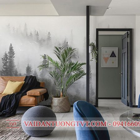 Tranh Vải dán tường hoạ tiết rừng